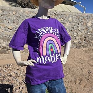 Purple Kindness Matters Rainbow Tee XL Positive Vibes Teacher Shirt